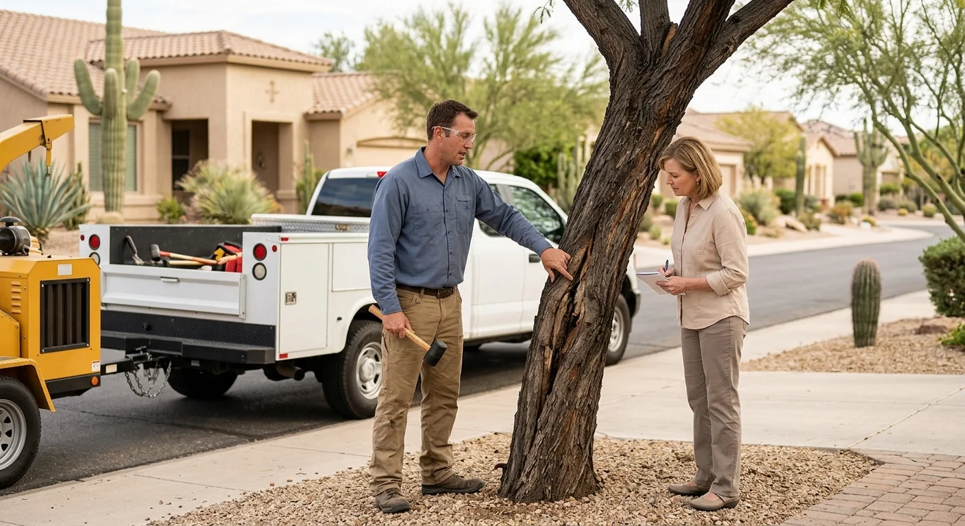 Split co-dominant trunk showing cracked branch union in need of bracing
