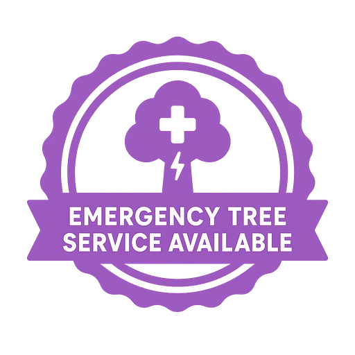 Emergency tree service availability icon showing round-the-clock storm response