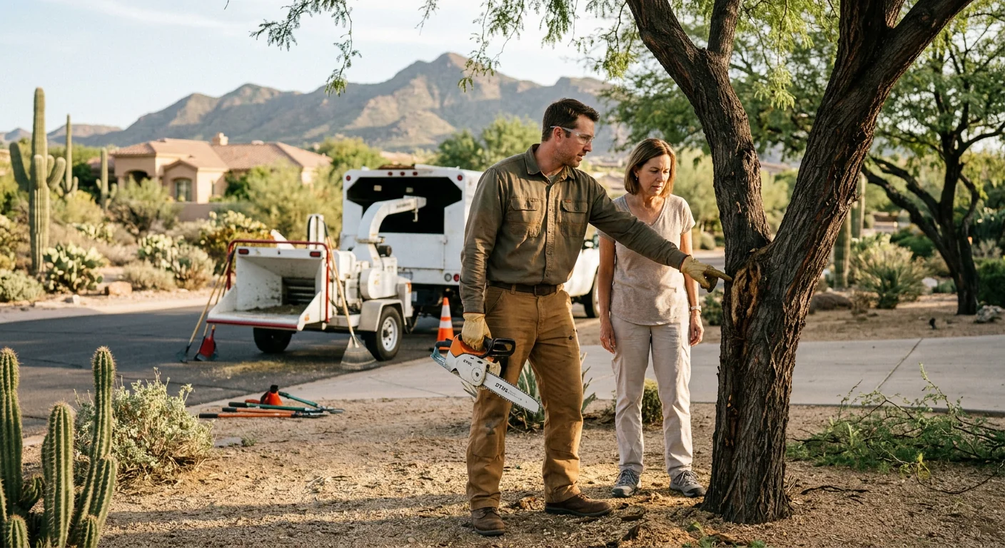 Certified crew pruning a mature tree canopy in Fountain Hills